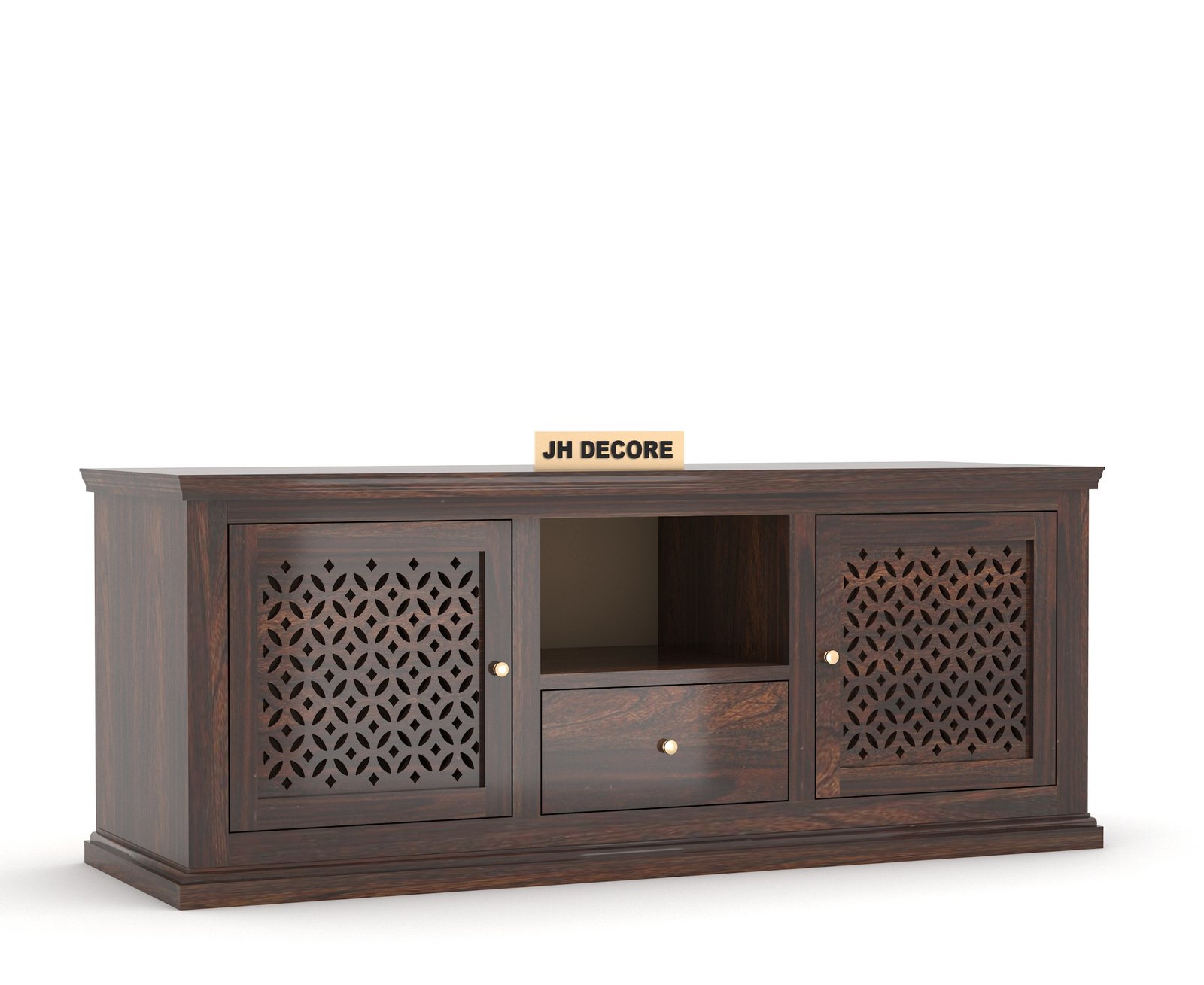 Sheesham Wood TV Cabinet for Living Room (Walnut Finish) - Image 2