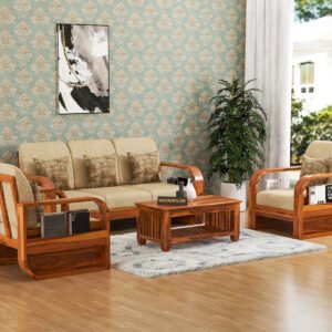 Solid Sheesham Wood 5 Seater Sofa Set