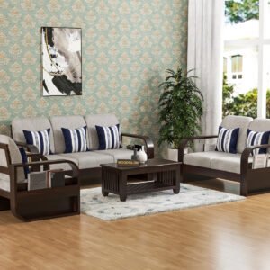Solid Wood 6 Seater Wooden Sofa Set 3+2+1 Sofa Set