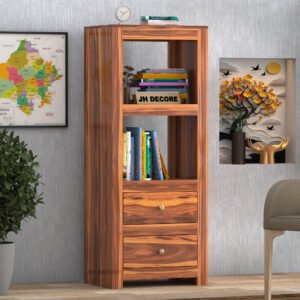 Wooden Bookshelf for Home with Drawer
