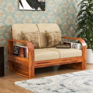 Solid Sheesham Wood 2 Seater Sofa Curve Handle