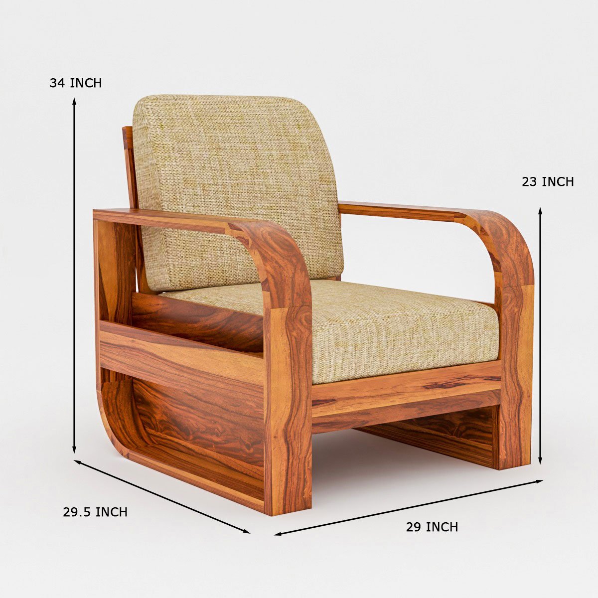 Solid Sheesham Wood 5 Seater Sofa Set - Image 8