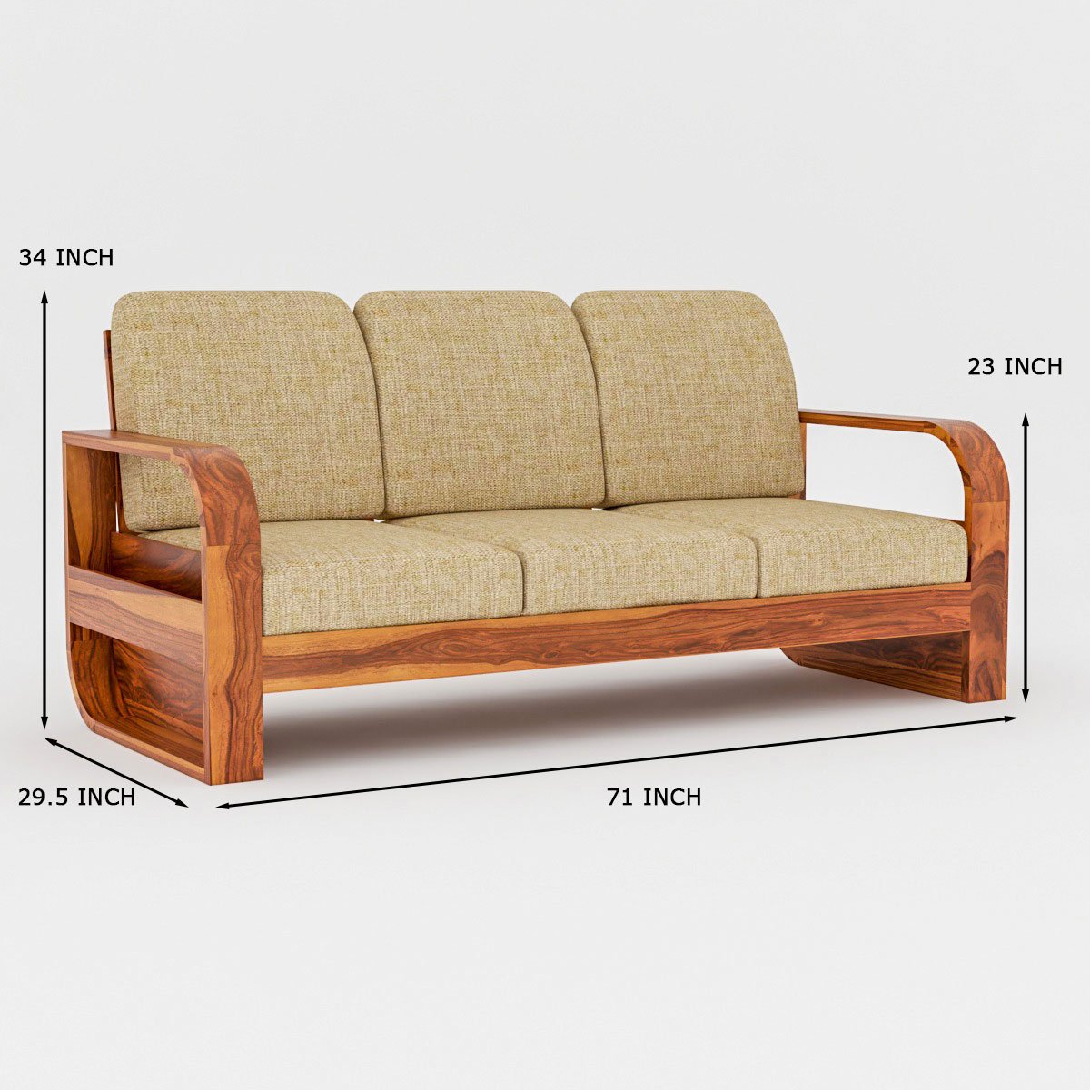 Solid Sheesham Wood 5 Seater Sofa Set - Image 9