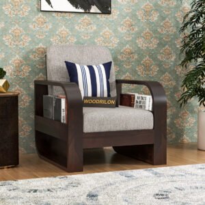 Sheesham Wood 1 Seater Sofa (Light Walnut Finish)