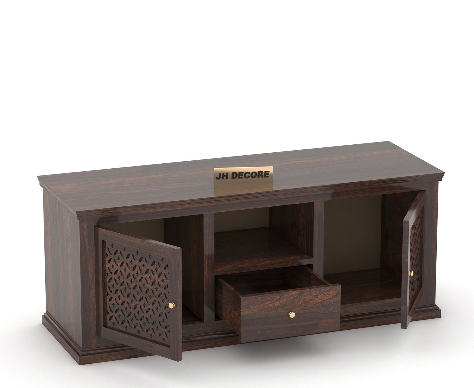 Sheesham Wood TV Cabinet for Living Room (Walnut Finish) - Image 5