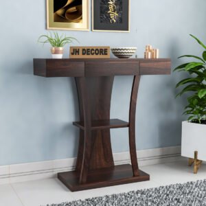 Sheesham Wood Console Table for Living Room Walnut Finish