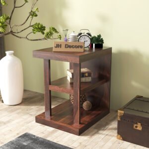 Wooden Side Table for Living Room Walnut Finish