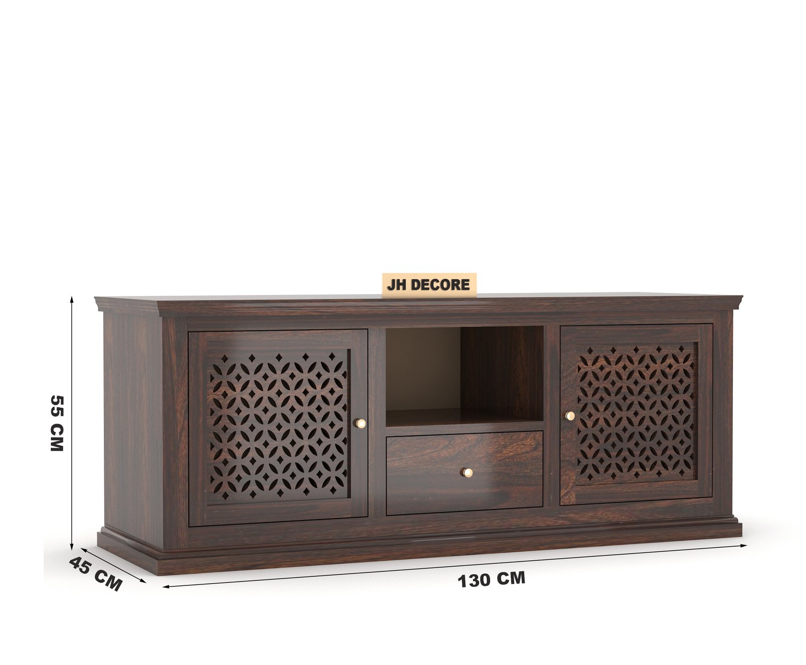 Sheesham Wood TV Cabinet for Living Room (Walnut Finish) - Image 6